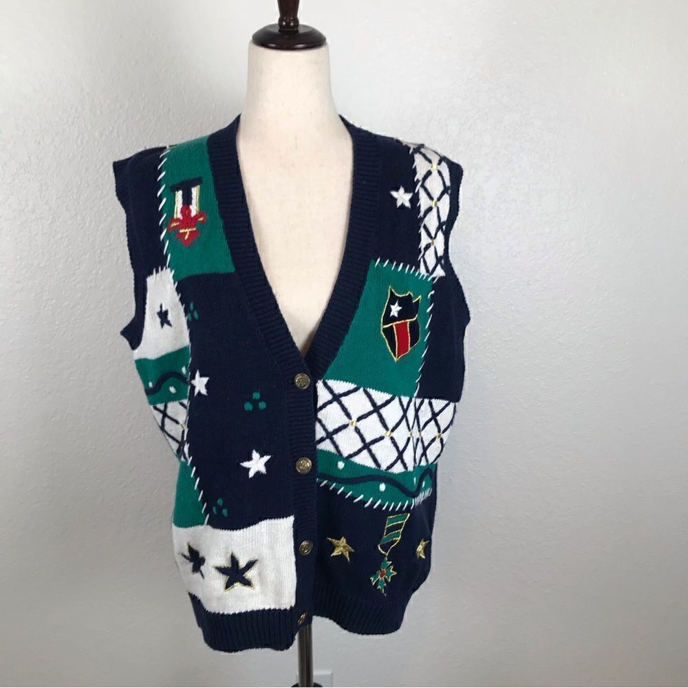 Vintage Koret knit nautical sweater vest L
